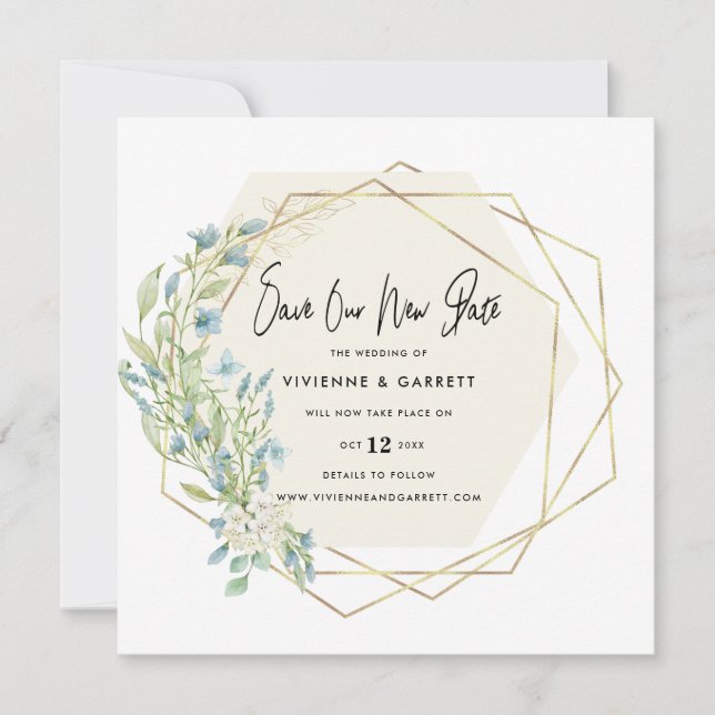 Reserve A Data Casamento Adiado de Nova Data Casamento (Frente)