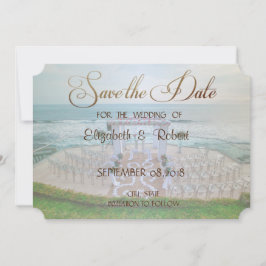 Reserve A Data Casamento Adorável na Praia, Floral Salve o Dia