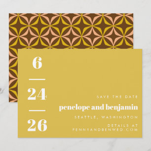 Reserve A Data Casamento Amarelo com Tipografia Negrito com Padr