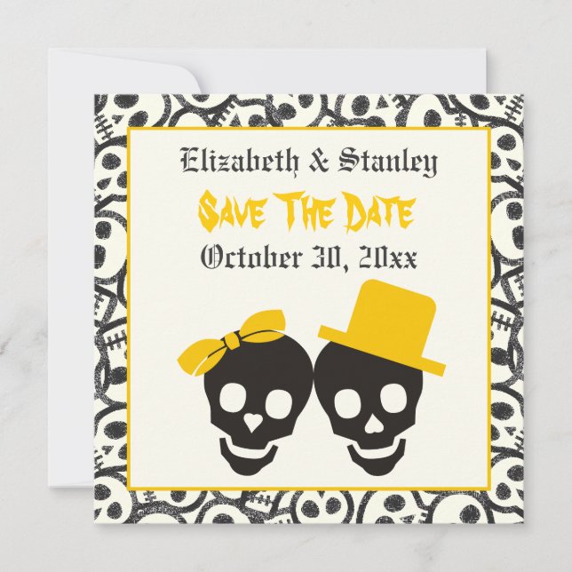 Reserve A Data Casamento amarelo do Halloween Salve a data (Frente)