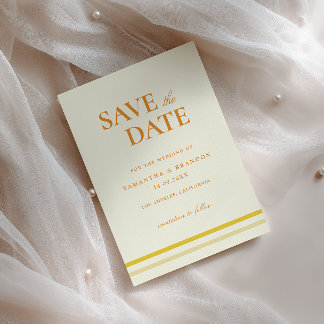 Reserve A Data Casamento Amarelo Manteiga em Letra Formal Moderna