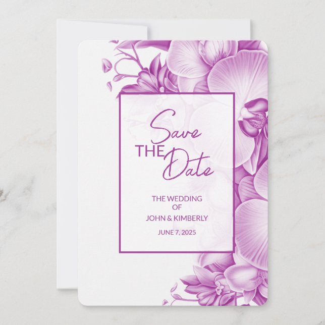 Reserve A Data Casamento Ameixa Salvar a Data Quatro Fotos & Códi (Frente)
