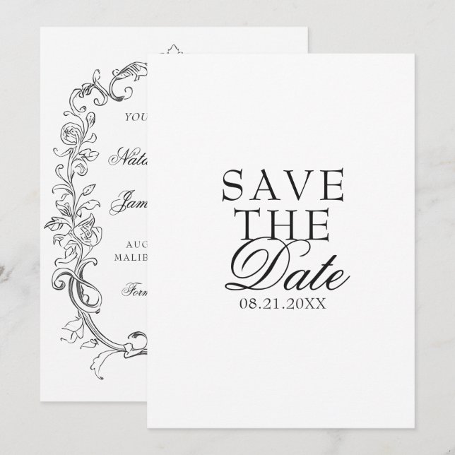 Reserve A Data Casamento Antigo Preto E Branco Fancy Dinheiro Ant (Frente/Verso)