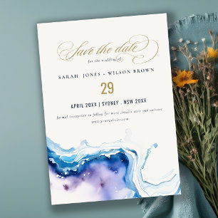 Reserve A Data Casamento aquarela minimalista praia mar costeira