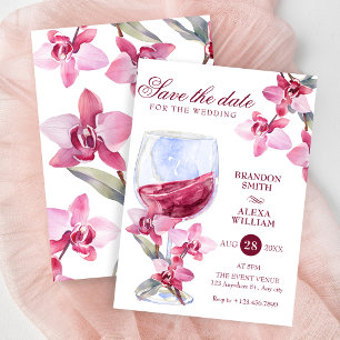 Reserve A Data Casamento aquarela vinho orquídea floral