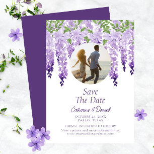 Reserve A Data Casamento Aquarela Wisteria Floral Script Noivado