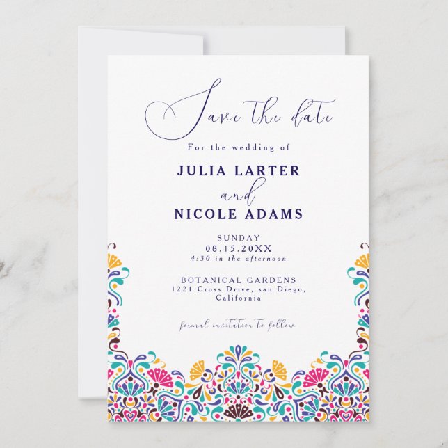 Reserve A Data Casamento Arco-Íris do Estilo Fiesta Mexicano Vibr (Frente)