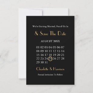 Reserve A Data Casamento Art Déco Clássico Preto e Dourado
