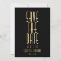 Casamento Art Déco Dourado Preto Minimalista