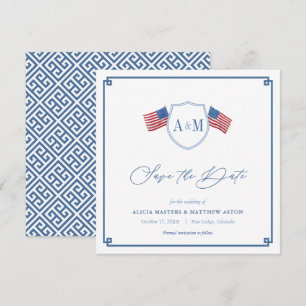 Reserve A Data Casamento Azul Branco Todos-Americanos