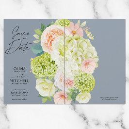 Reserve A Data Casamento Azul Chic Floral Dusty