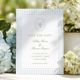 Reserve A Data Casamento Azul Cinzento e Sage Elegante