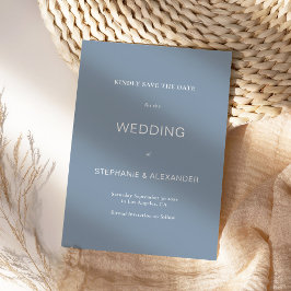 Reserve A Data Casamento Azul com Derrame de Tipografia Minimalis