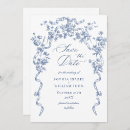 Reserve A Data Casamento Azul com Grace Floral Dusty, Ornamentado