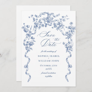 Reserve A Data Casamento Azul com Grace Floral Dusty, Ornamentado