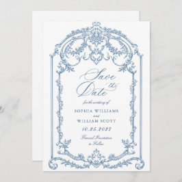 Reserve A Data Casamento Azul com Grace Floral Dusty, Ornamentado