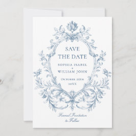 Reserve A Data Casamento Azul com Grace Floral Dusty, Ornamentado
