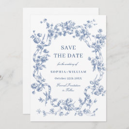 Reserve A Data Casamento Azul com Grace Floral Dusty, Ornamentado