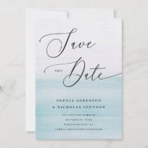 Casamento Azul Costeiro Aquarela | Praia Romântica