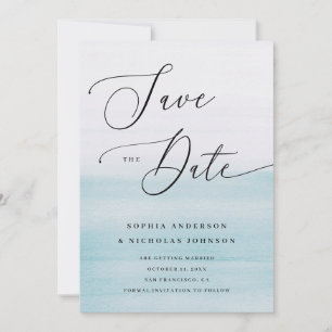 Reserve A Data Casamento Azul Costeiro Aquarela   Praia Romântica
