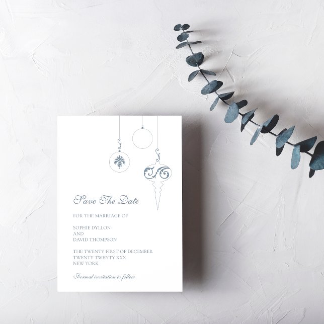 Reserve A Data Casamento Azul De Inverno De Bauble (Winter Wedding Christmas Bauble Save The Date - Ice Blue)