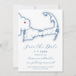 Reserve A Data Casamento Azul do Marinho do Mapa de Plymouth MÃE 
