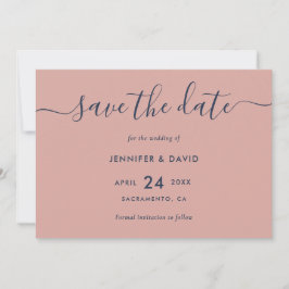 Reserve A Data Casamento Azul e Blush do Marinho de Script Modern