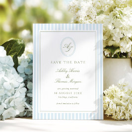 Reserve A Data Casamento Azul e Sage Elegante