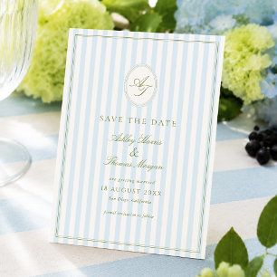 Reserve A Data Casamento Azul e Sage Elegante