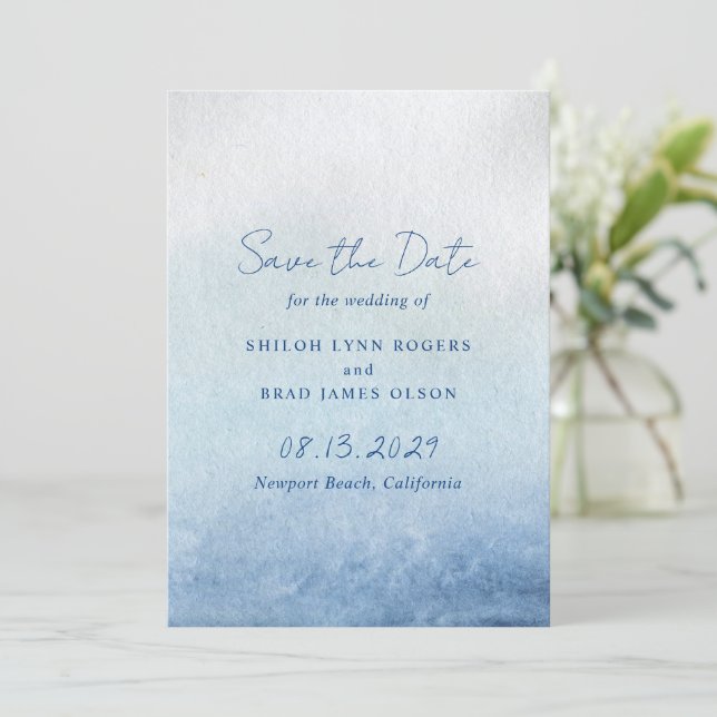 Reserve A Data Casamento Azul Elegante Shiloh (Em pé/Frente)