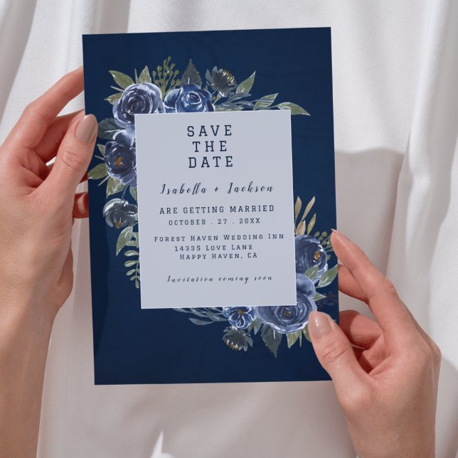 Reserve A Data Casamento Azul Empoeirado Champanhe Marfim  (Dusty Blue Navy Champagne Ivory Wedding Supplies)