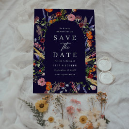 Reserve A Data Casamento Azul Flores Silvestres Aquarela Colorida