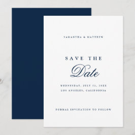 Reserve A Data Casamento Azul Marinho Clássico Elegante Salve A D