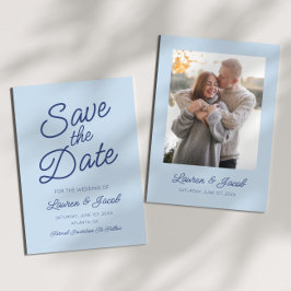 Reserve A Data Casamento Azul Minimalista Moderno