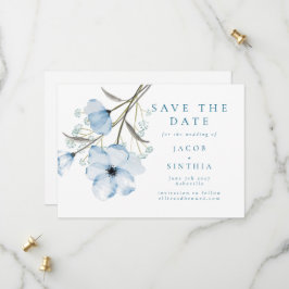 Reserve A Data Casamento Azul Poento Chic Moderno e Elegante
