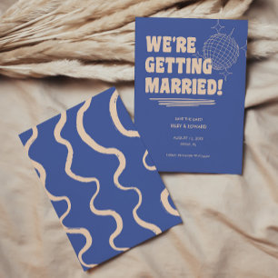 Reserve A Data Casamento Azul Retro Bold "Nós Vamos Casar"
