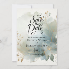 Reserve A Data Casamento Azul-Romance com Ouro Suave