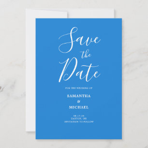 Reserve A Data Casamento Azul Simples 