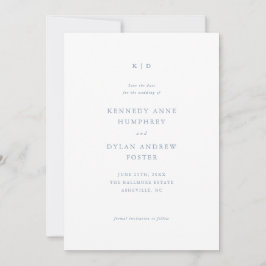 Reserve A Data Casamento Azul Simples e Elegante