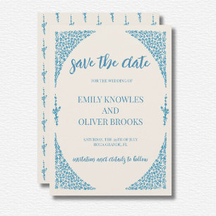 Reserve A Data Casamento Azulejo Azul