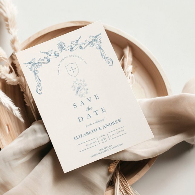 Reserve A Data Casamento Barroco em Azul Pó BarBird (Criador carregado)