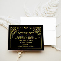 Casamento Black Gold Art Deco Scrollwork