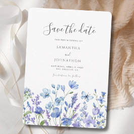 Reserve A Data Casamento Blue Wildflower Watercolor