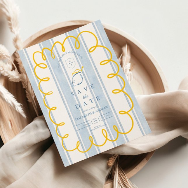 Reserve A Data Casamento Blue Yellow Mediterranean Lemon (Criador carregado)