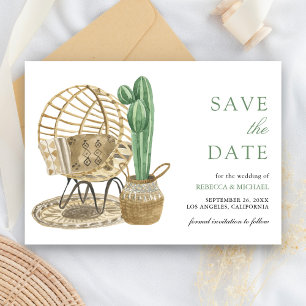Reserve A Data Casamento Boho Cacto Aquarela Rústica