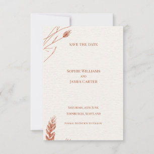 Reserve A Data Casamento Boho de Terracota Ferrugem Grama das Pam