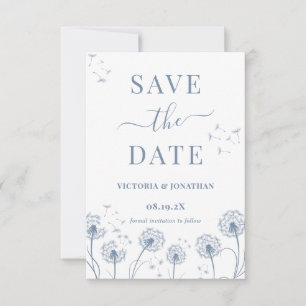 Reserve A Data Casamento Boho Flor Silvestre Azul Branco