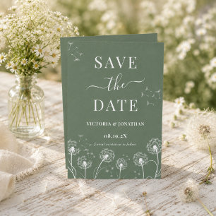 Reserve A Data Casamento Boho Flor Silvestre Verde