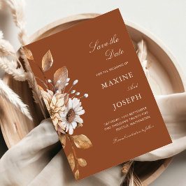 Reserve A Data Casamento Boho Floral Terracota Moderna Elegante d