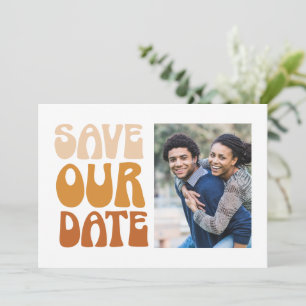Reserve A Data Casamento Boho Foto Ousada Bege Marrom Retro 70